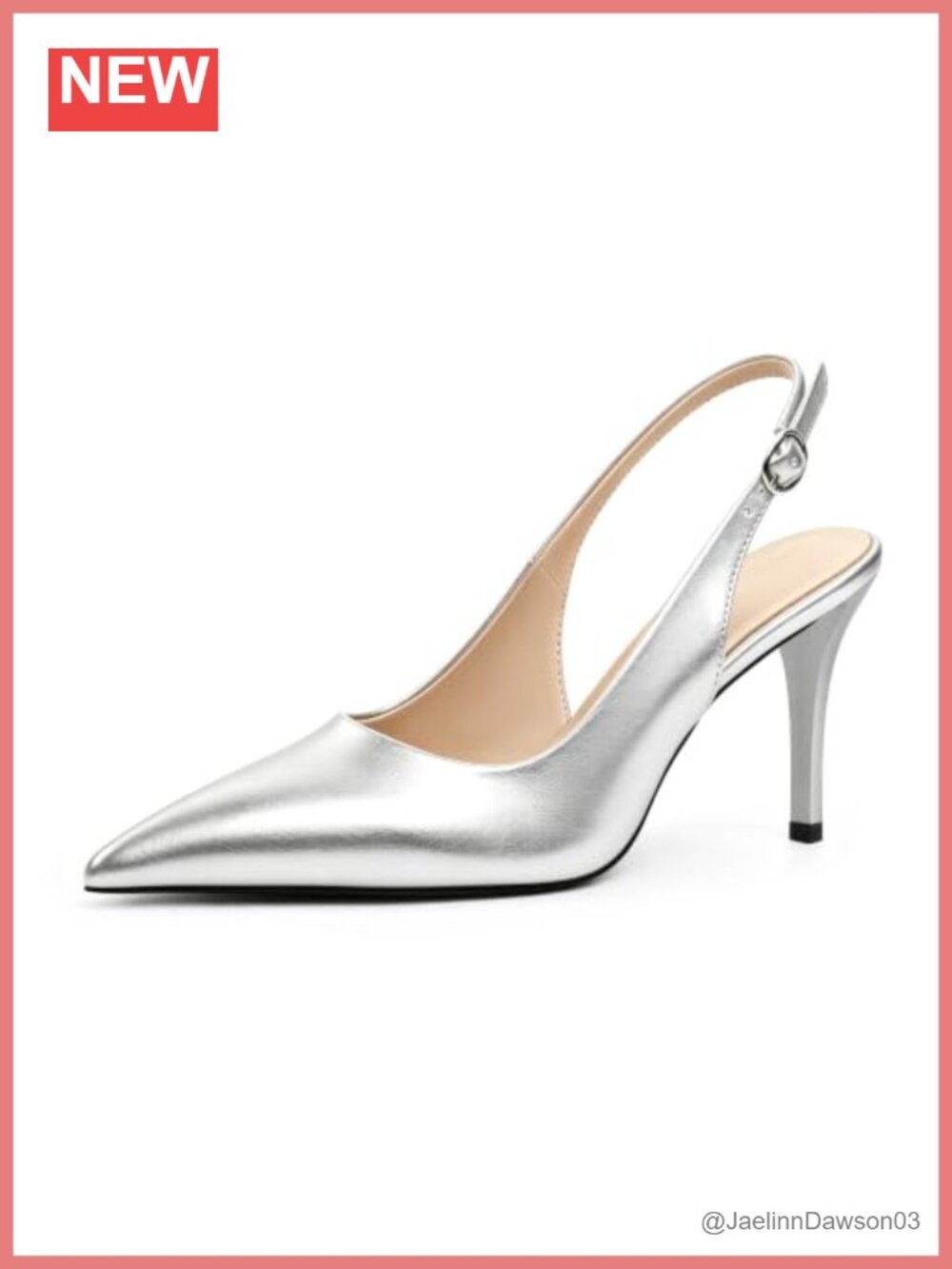 Women's Slingback Heels Stiletto Pumps Pointed Toe Buckle Wedding Party